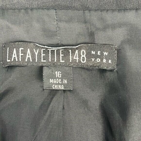 Lafayette 148 Wool Blazer Longline Two-Button Black Front Pockets Jacket 16 - Picture 13 of 14